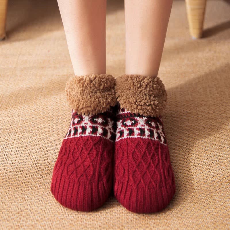 Women's Fleece Lined Knitted Slipper Socks | Beverley_7