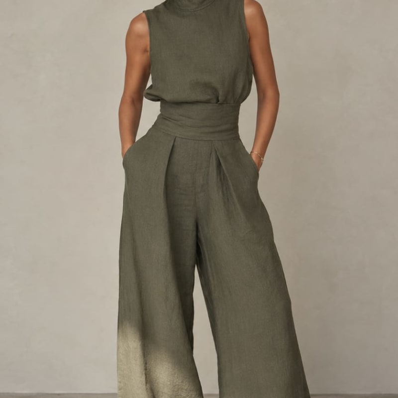 Women's Sleeveless Wide Leg Co-ord Set | Yvette_1