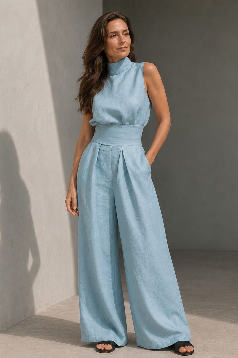 Women's Sleeveless Wide Leg Co-ord Set | Yvette_3