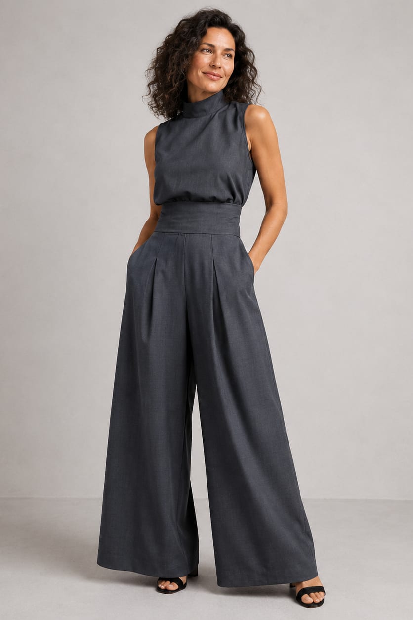 Women's Sleeveless Wide Leg Co-ord Set | Yvette_5