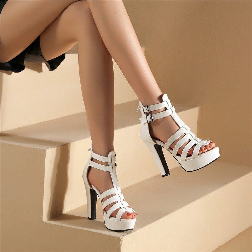 Women's Faux Leather Platform Sandals | Siobhan_13