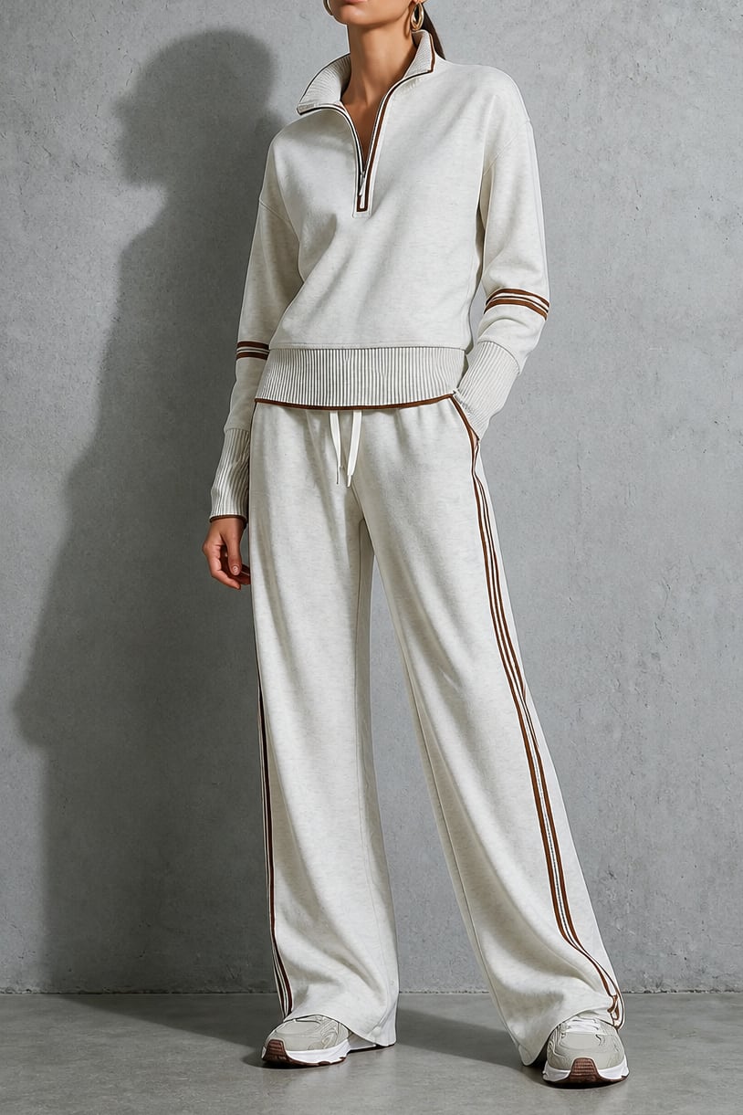 Women's Half Zip Wide Leg Tracksuit | Lesley_11