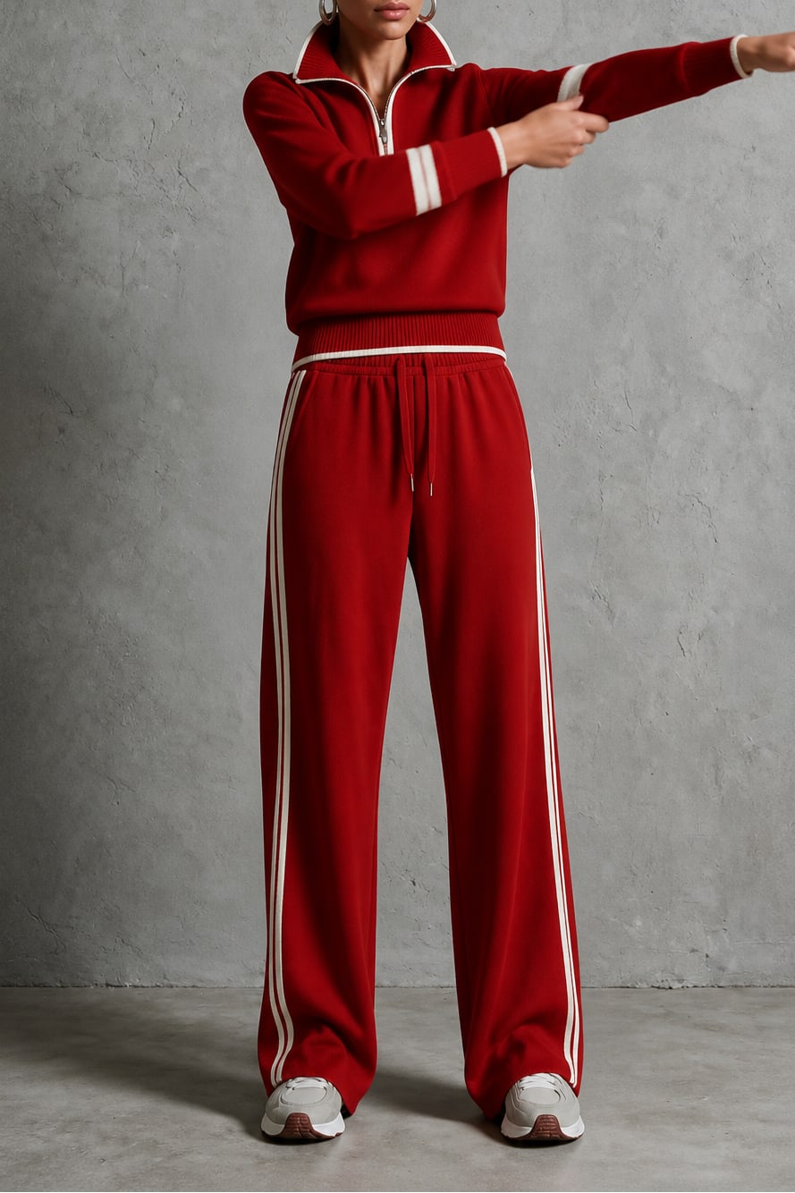 Women's Half Zip Wide Leg Tracksuit | Lesley_13