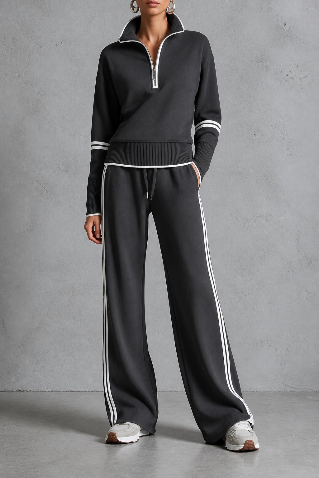 Women's Half Zip Wide Leg Tracksuit | Lesley_14