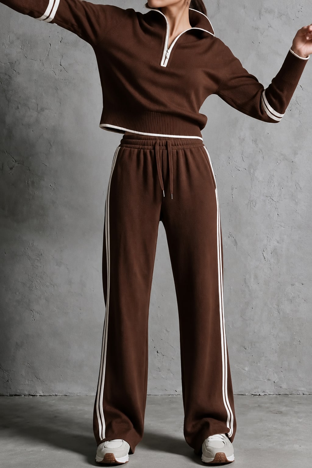 Women's Half Zip Wide Leg Tracksuit | Lesley_15