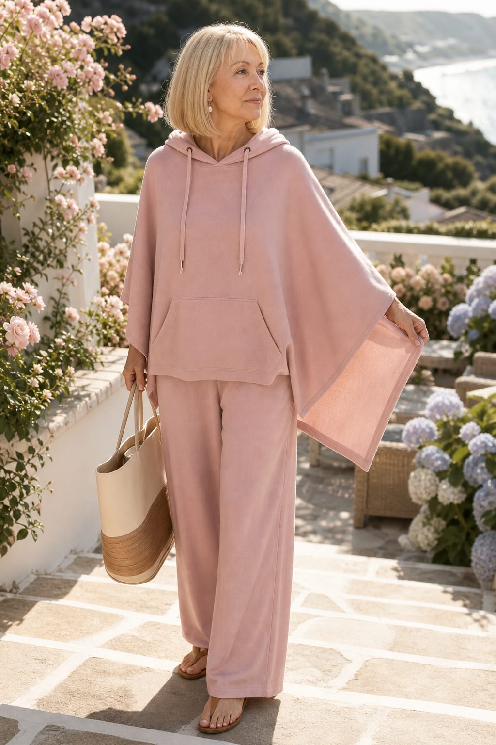 Women's Hooded Cape Wide Leg Trouser Set | Luella_2