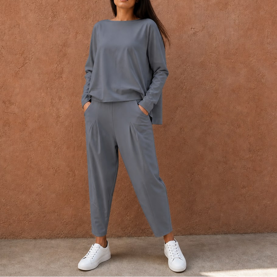 Women's Pleated Trouser Two-Piece Set | Johanna_12