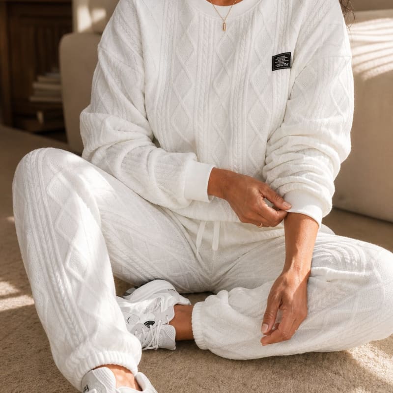 Women's Cable Knit Jumper Jogger Set | Rochelle_1