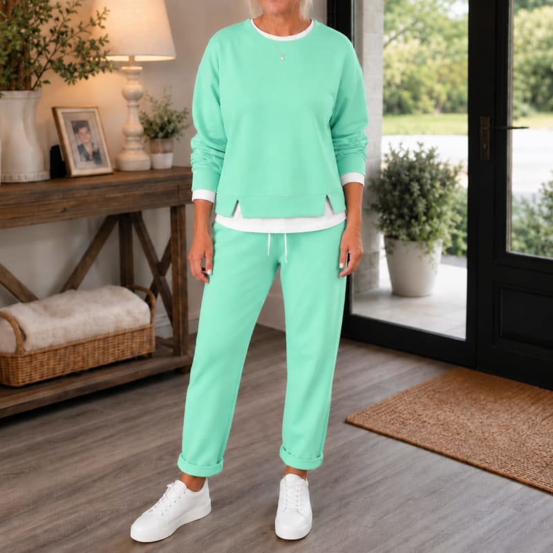 Women's Side Slit Sweatshirt Jogger Set | Sonia_1