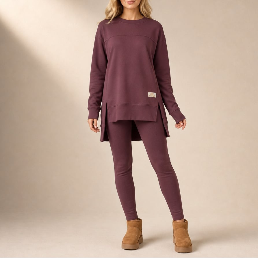 Women's Split Hem Sweatshirt Lounge Set | Kerry_13