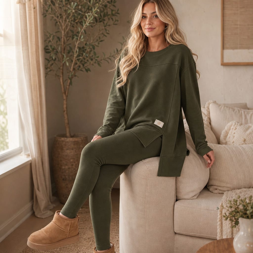 Women's Split Hem Sweatshirt Lounge Set | Kerry_6
