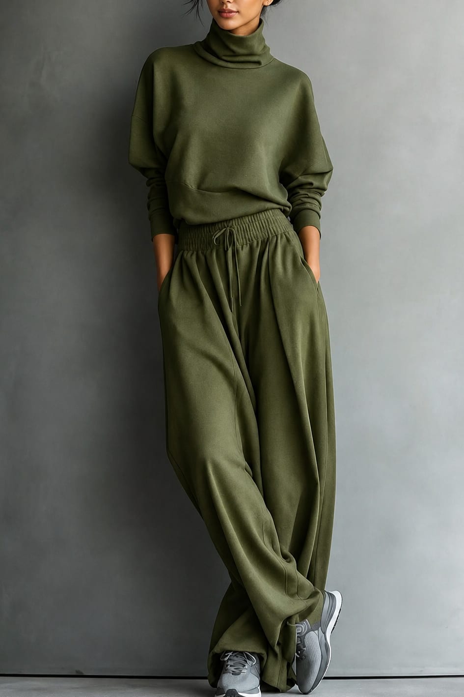 Women's Turtleneck Wide Leg Lounge Set | Maxine_12