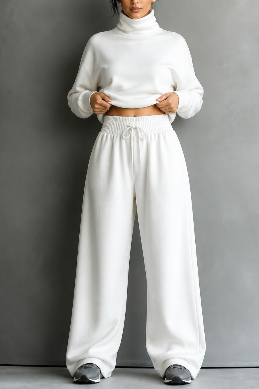 Women's Turtleneck Wide Leg Lounge Set | Maxine_13