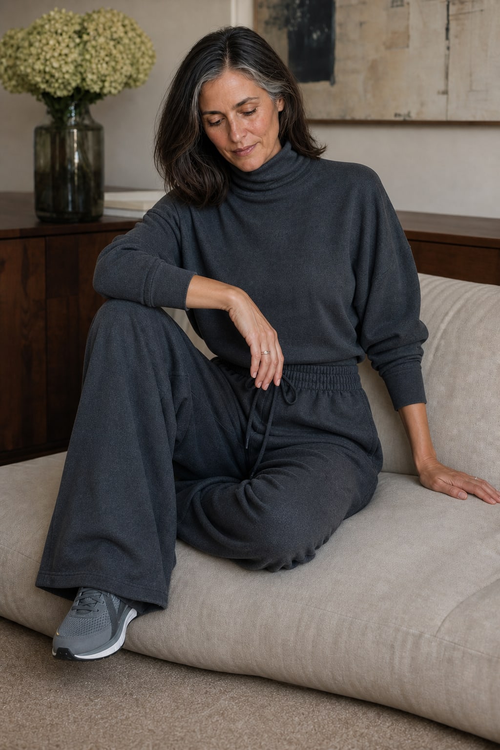 Women's Turtleneck Wide Leg Lounge Set | Maxine_4