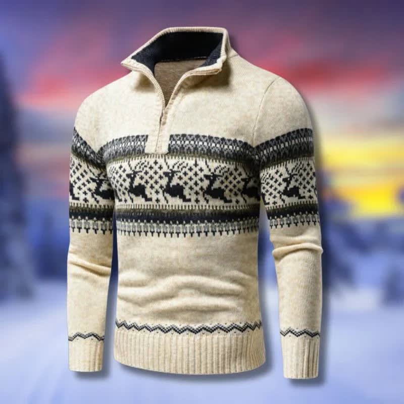 Men's Quarter Zip Reindeer Christmas Jumper | Tom_3