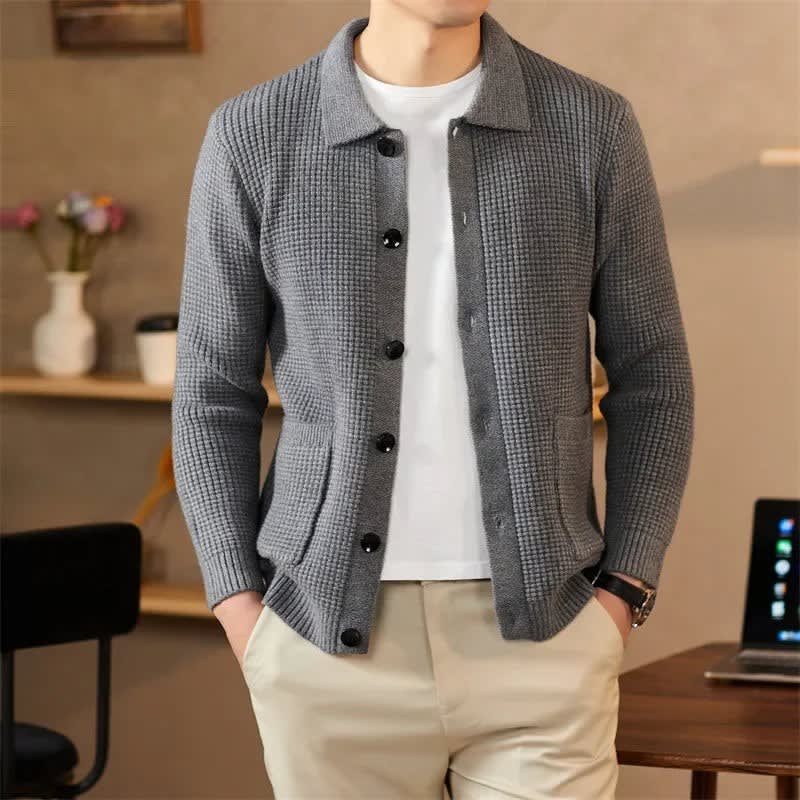 Men's Waffle Knit Regular Fit Cardigan | Wilf_2