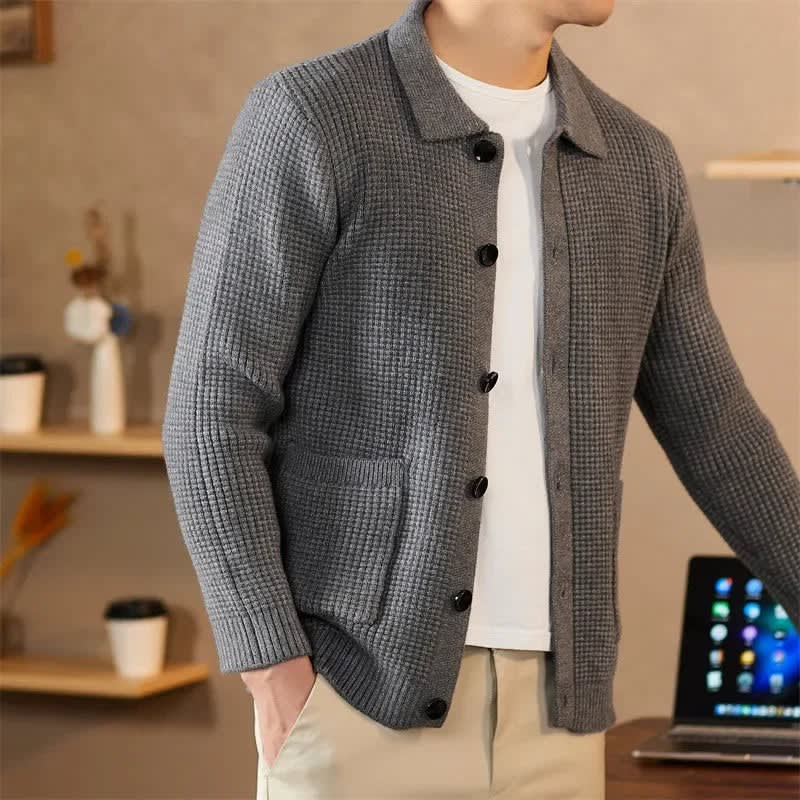 Men's Waffle Knit Regular Fit Cardigan | Wilf_5