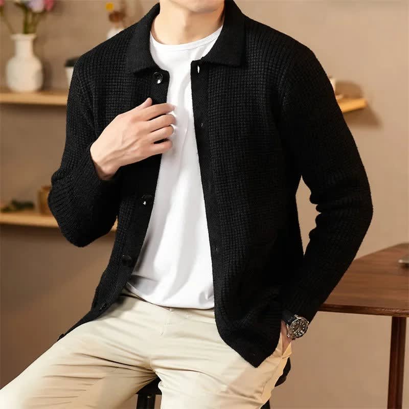 Men's Waffle Knit Regular Fit Cardigan | Wilf_6
