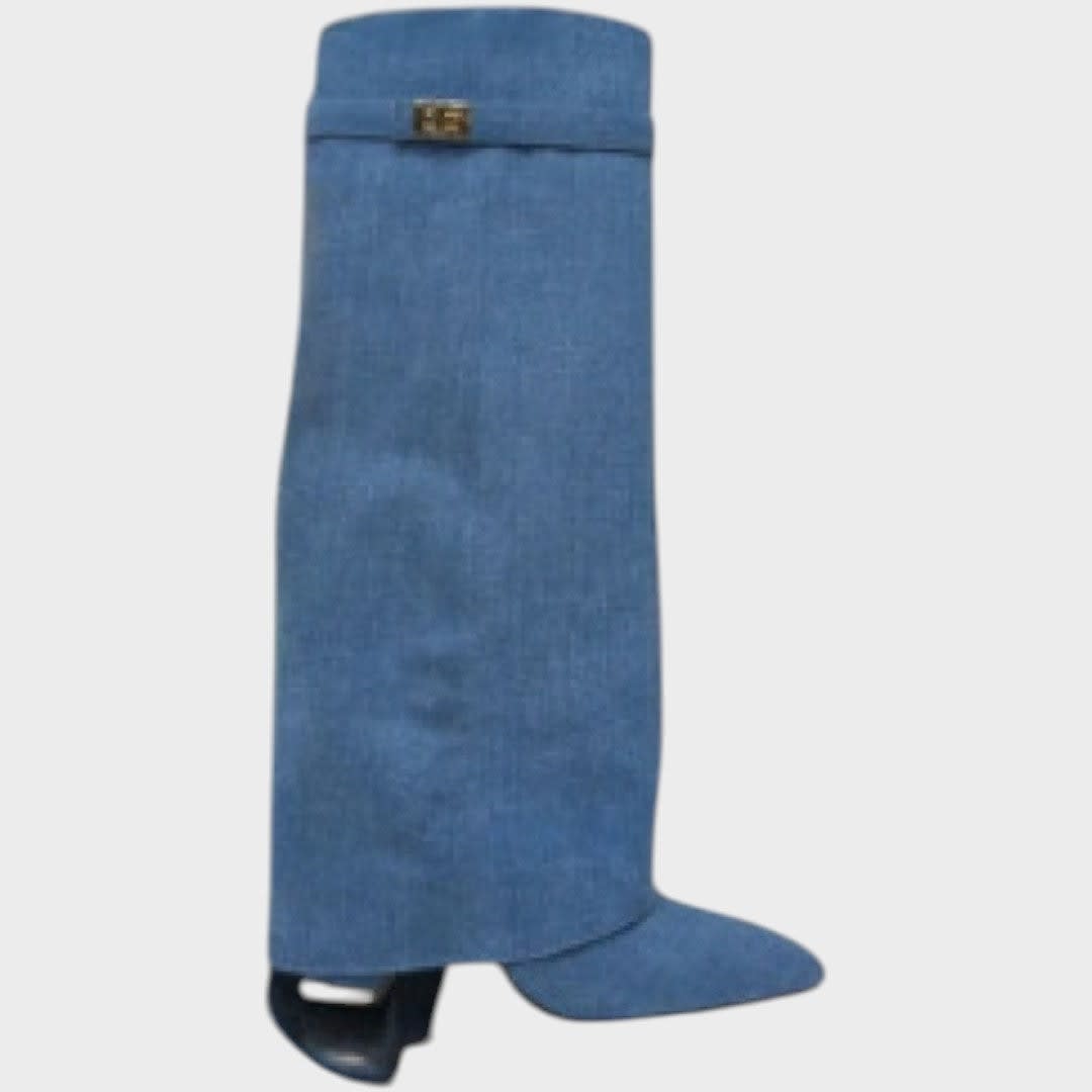Women's Suede Fold Over Knee High Boots | Luna_16