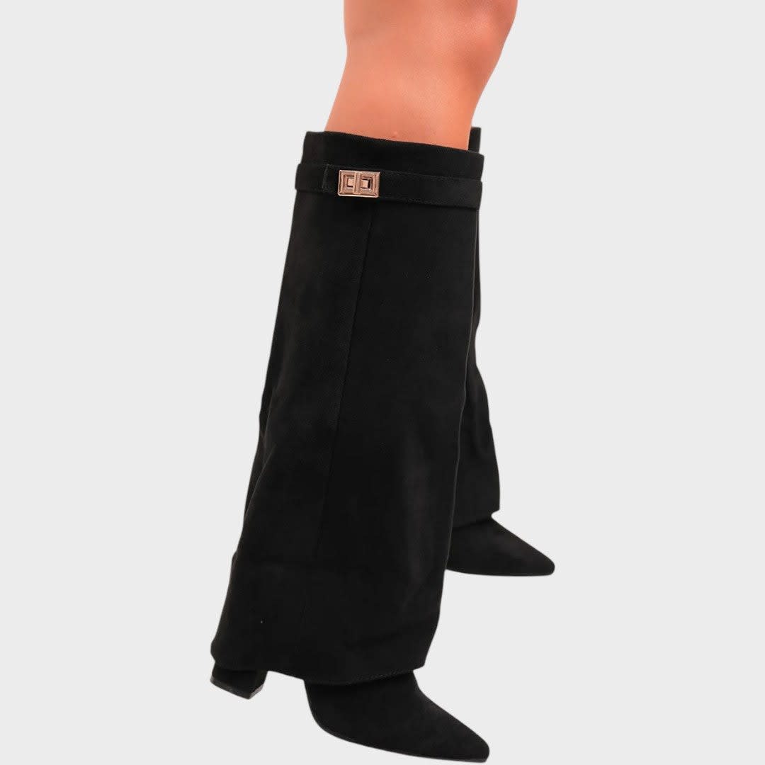 Women's Suede Fold Over Knee High Boots | Luna_7