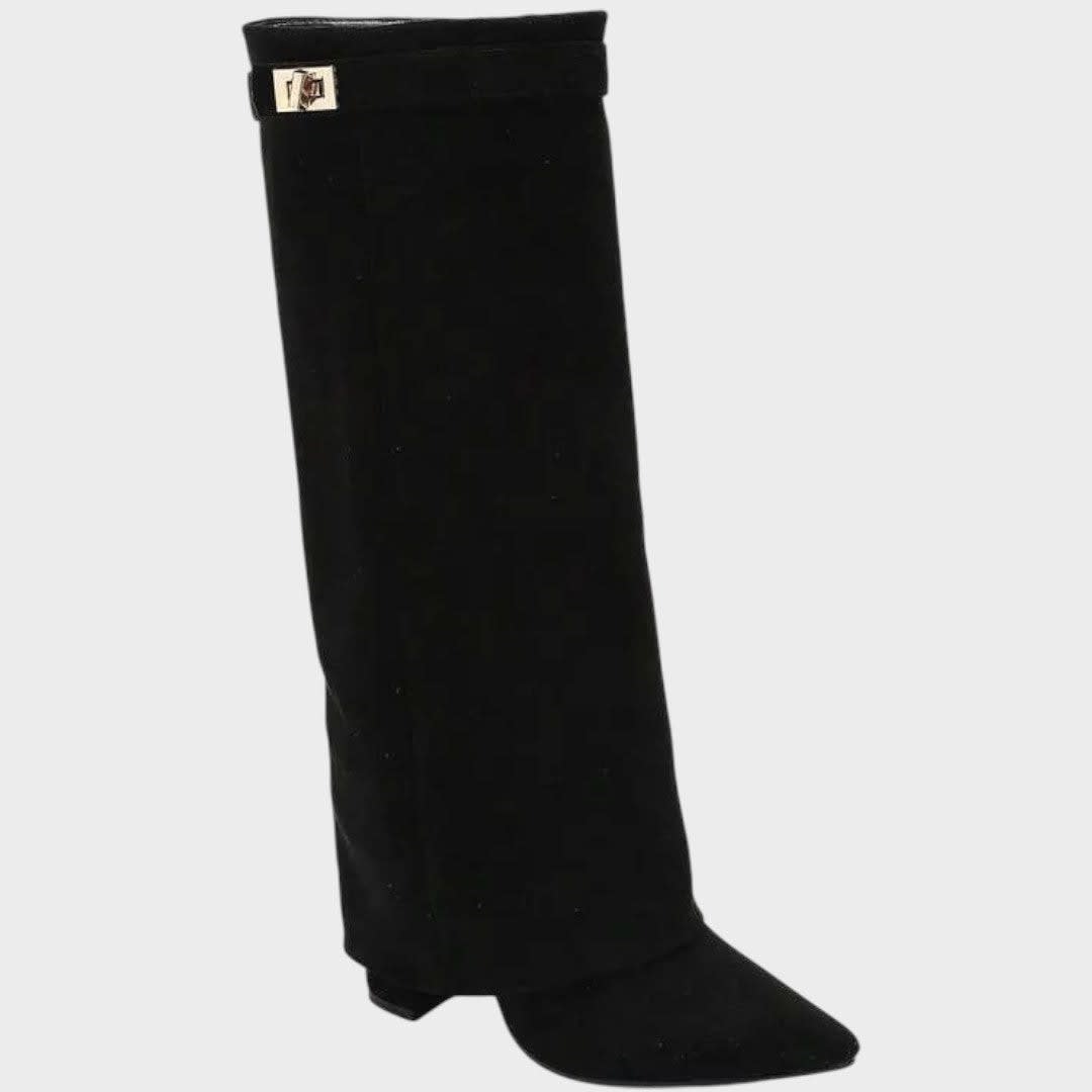 Women's Suede Fold Over Knee High Boots | Luna_9