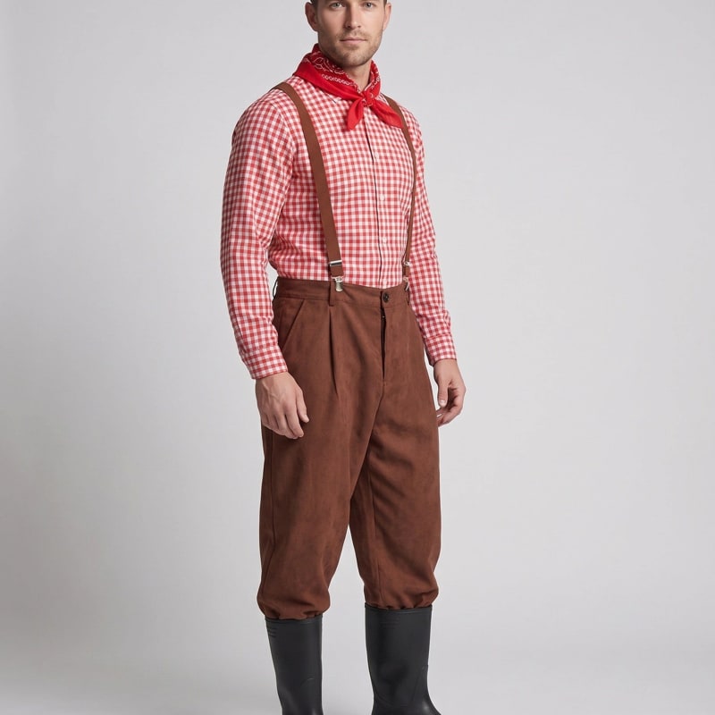 Men's Knee Length Lederhosen Trousers with Braces | Adrian_1