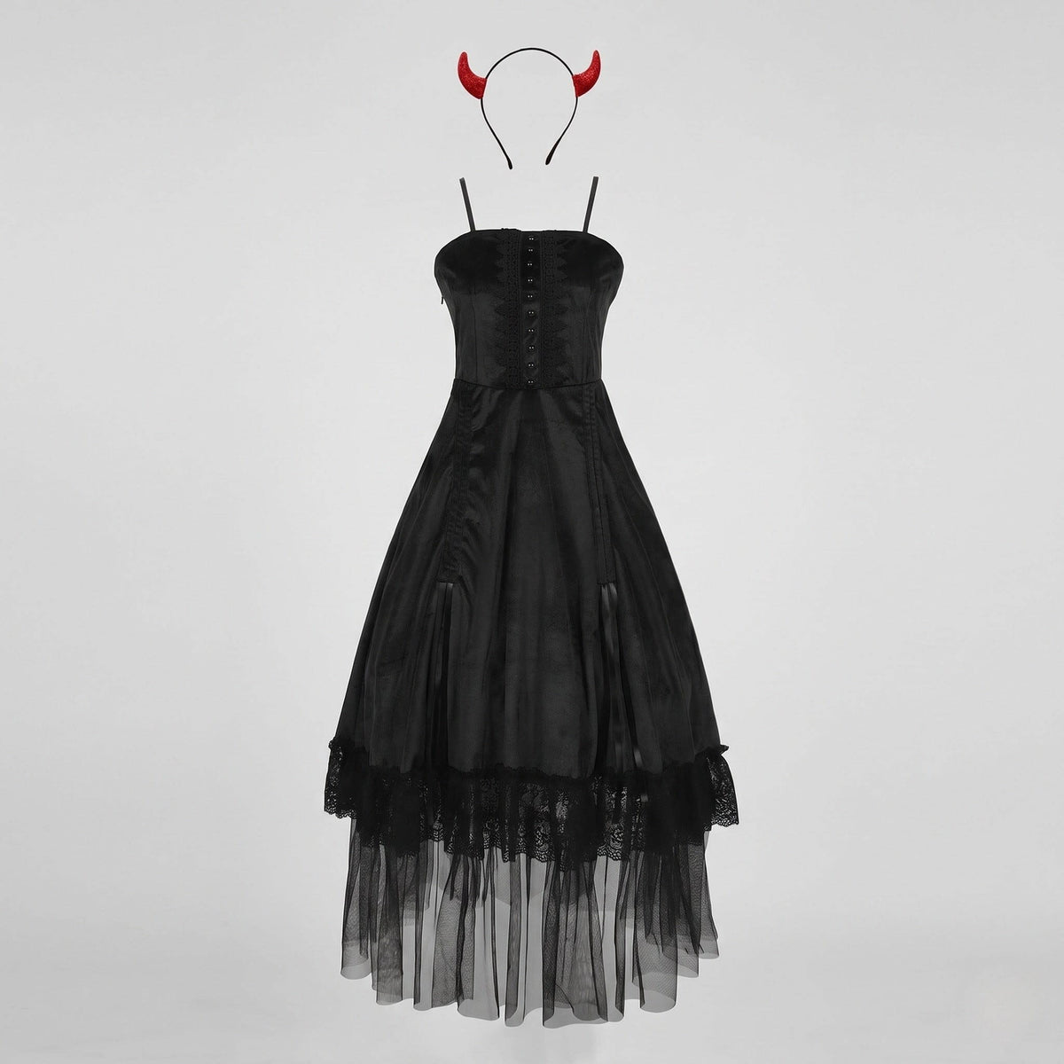 Women's Velvet Devil Costume Midi Dress | Carol_5