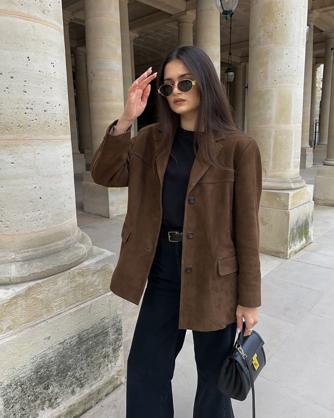 Women's Faux Suede Oversized Blazer | Rhonwen_2