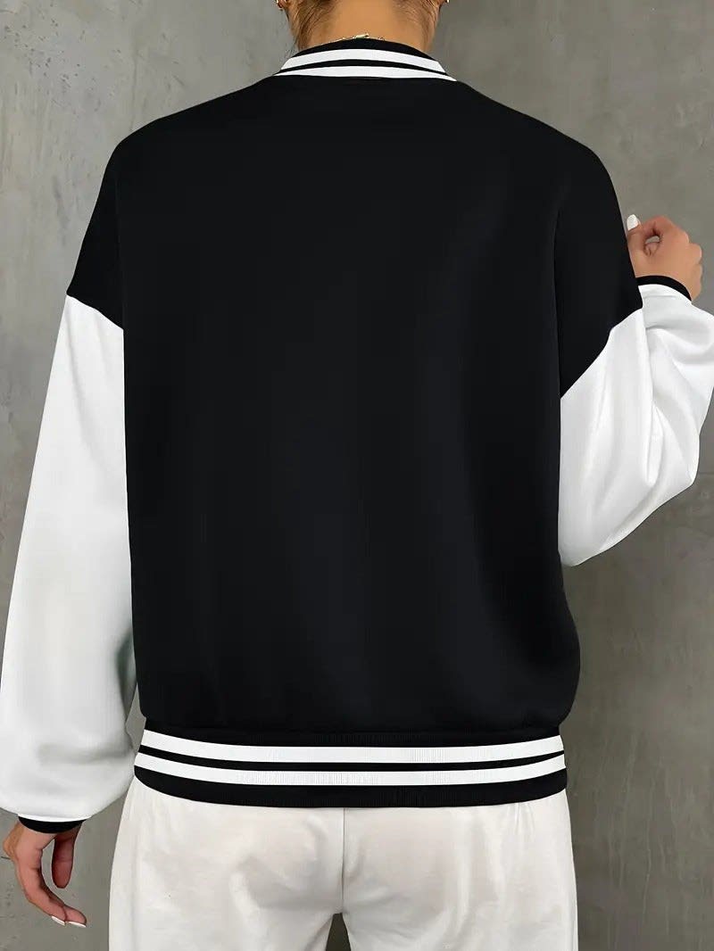 Women's Oversized Varsity Bomber Jacket | Tirion_2