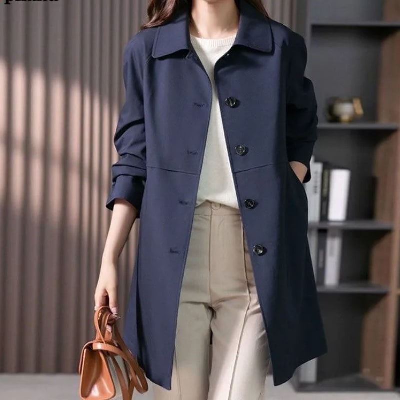Women's Classic Button-Up Trench Coat | Rosa_2