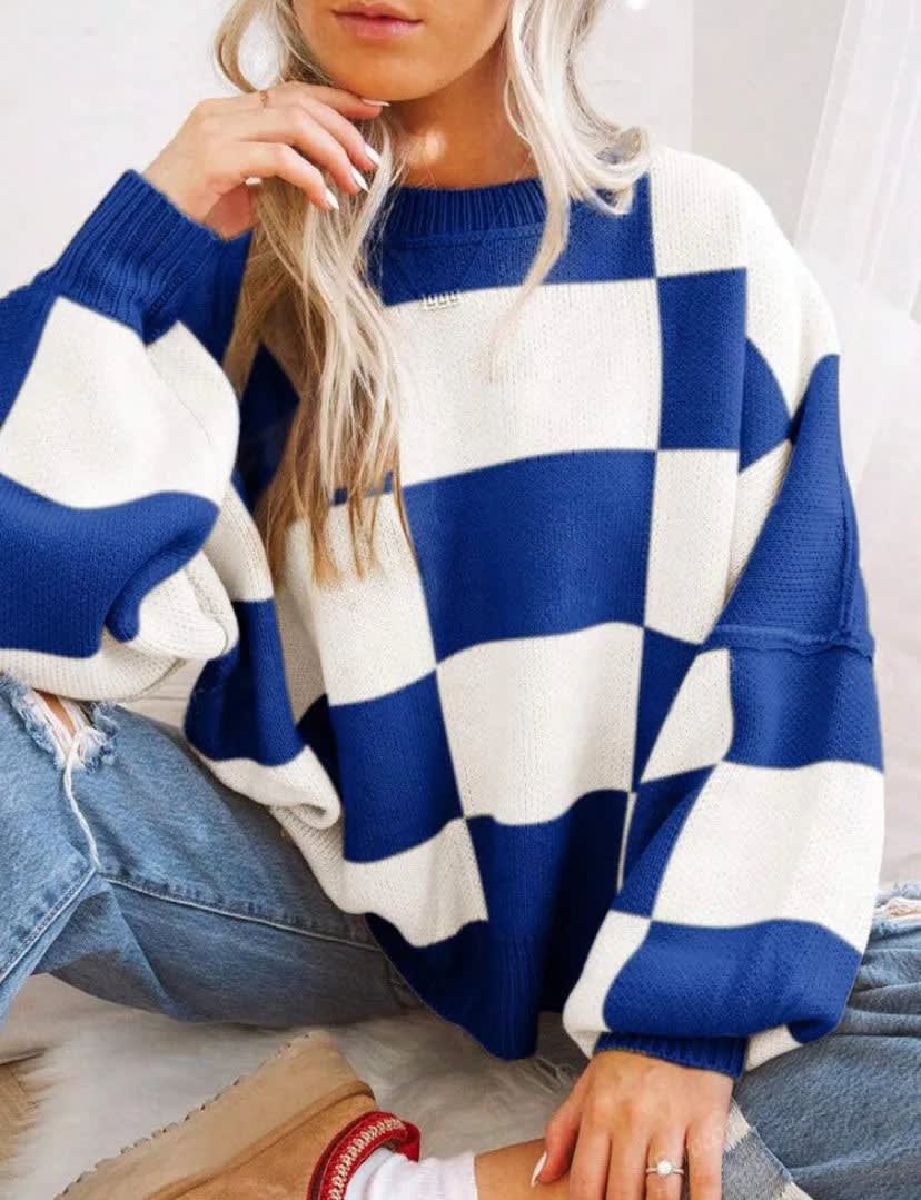 Women's Checkerboard Knit Jumper | Jessie_15