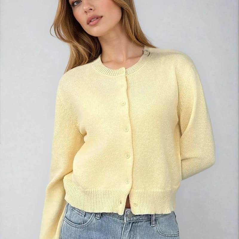 Women's Round Neck Button Cardigan | Bessie_1