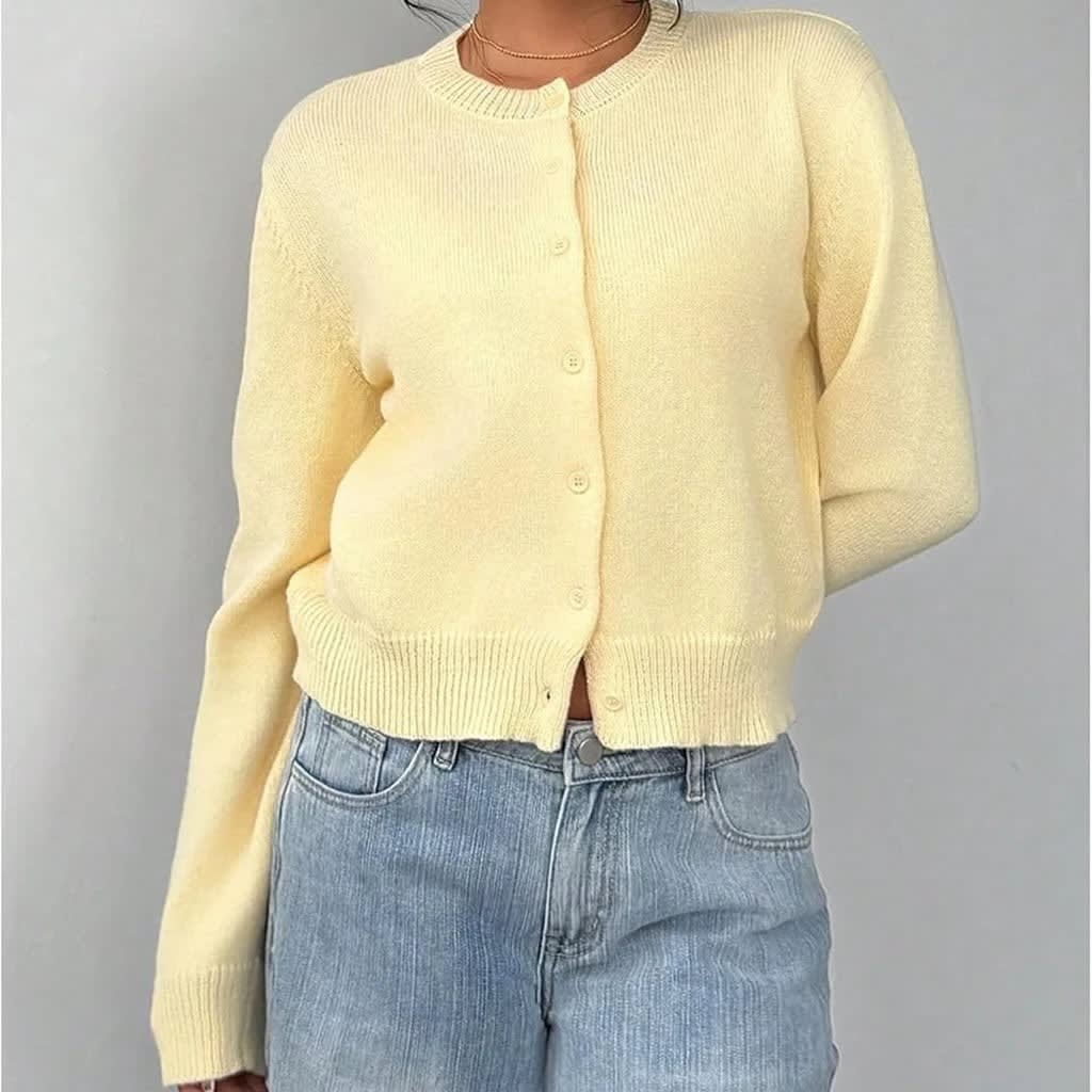 Women's Round Neck Button Cardigan | Bessie_2
