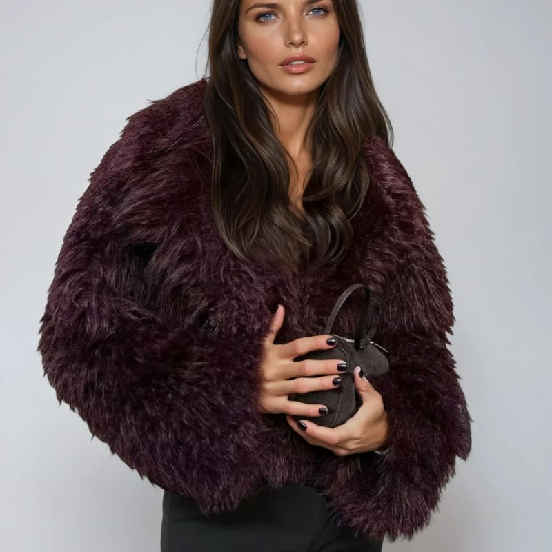 Women's Cropped Faux Fur Coat | Lleucu_1