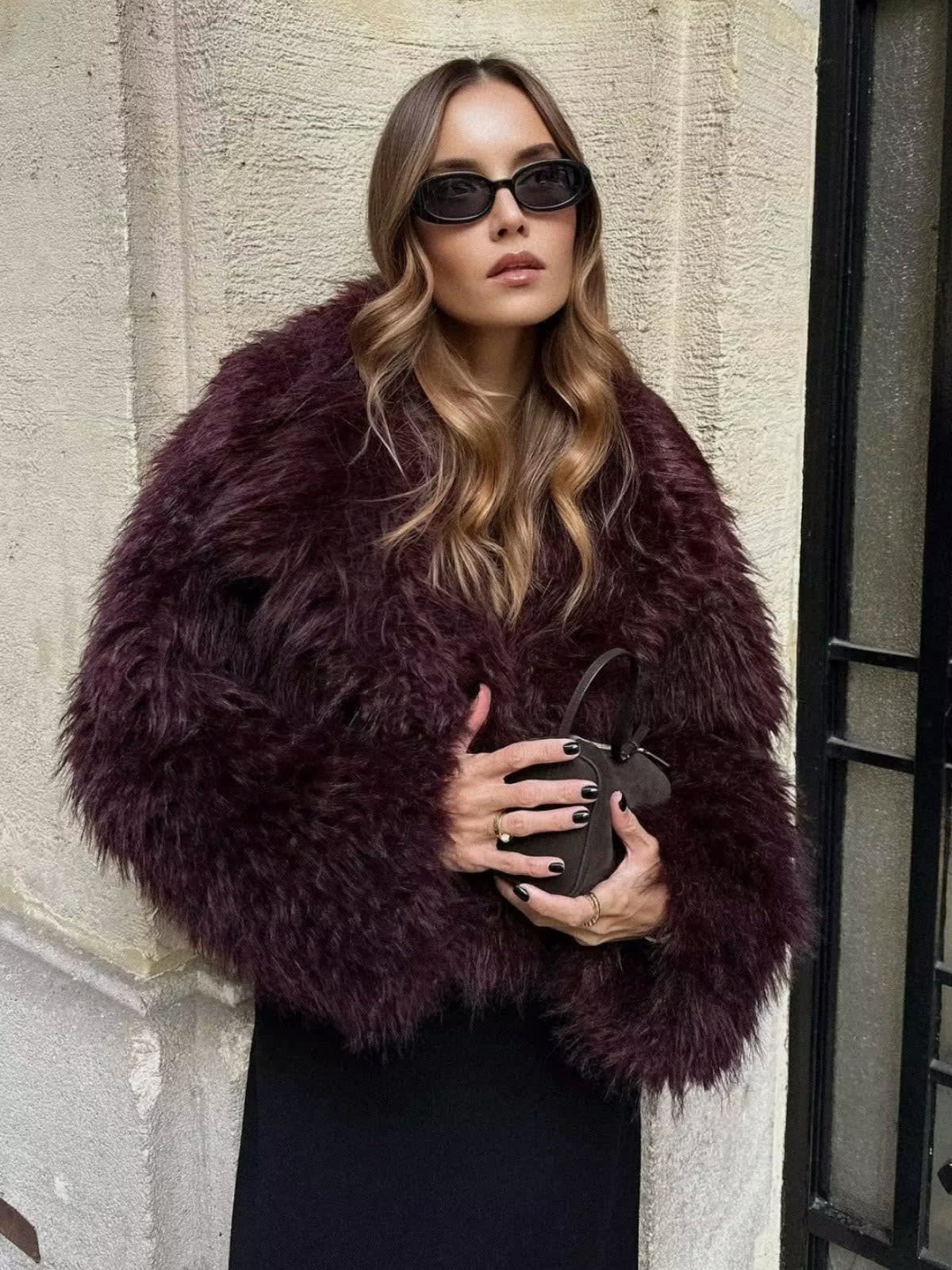 Women's Cropped Faux Fur Coat | Lleucu_2