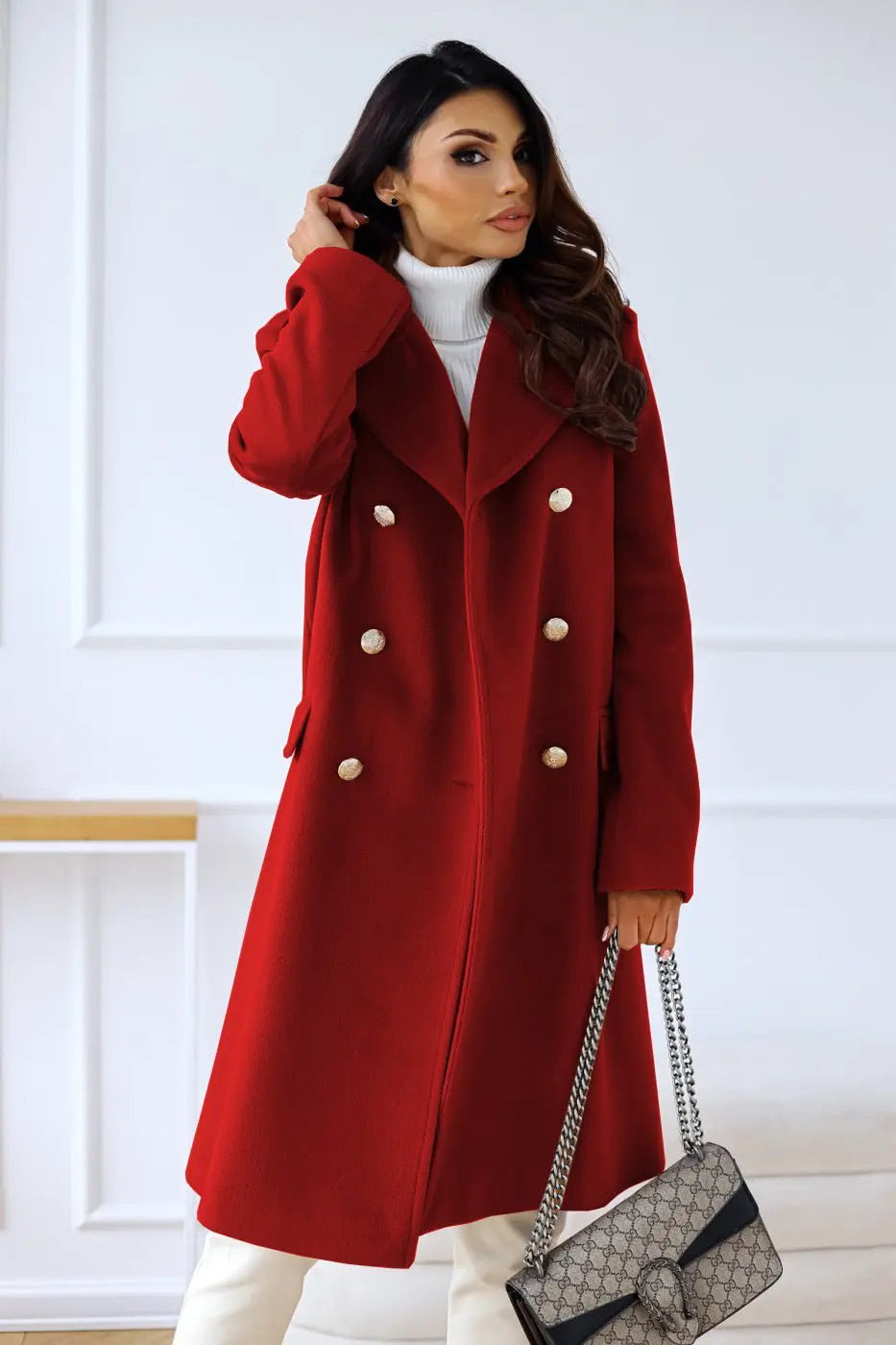 Women's Double-Breasted Wool Coat | Thea_10