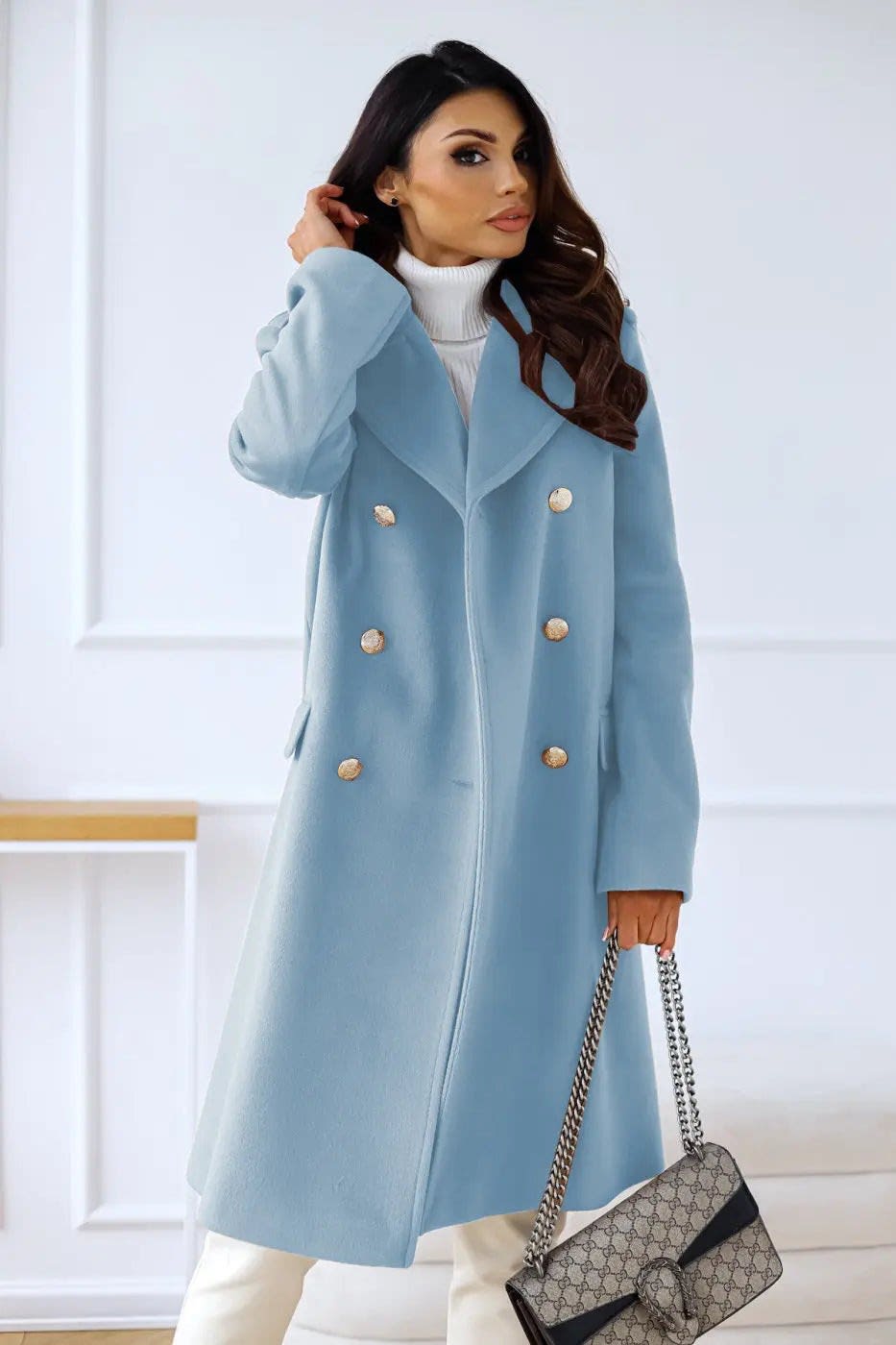 Women's Double-Breasted Wool Coat | Thea_11
