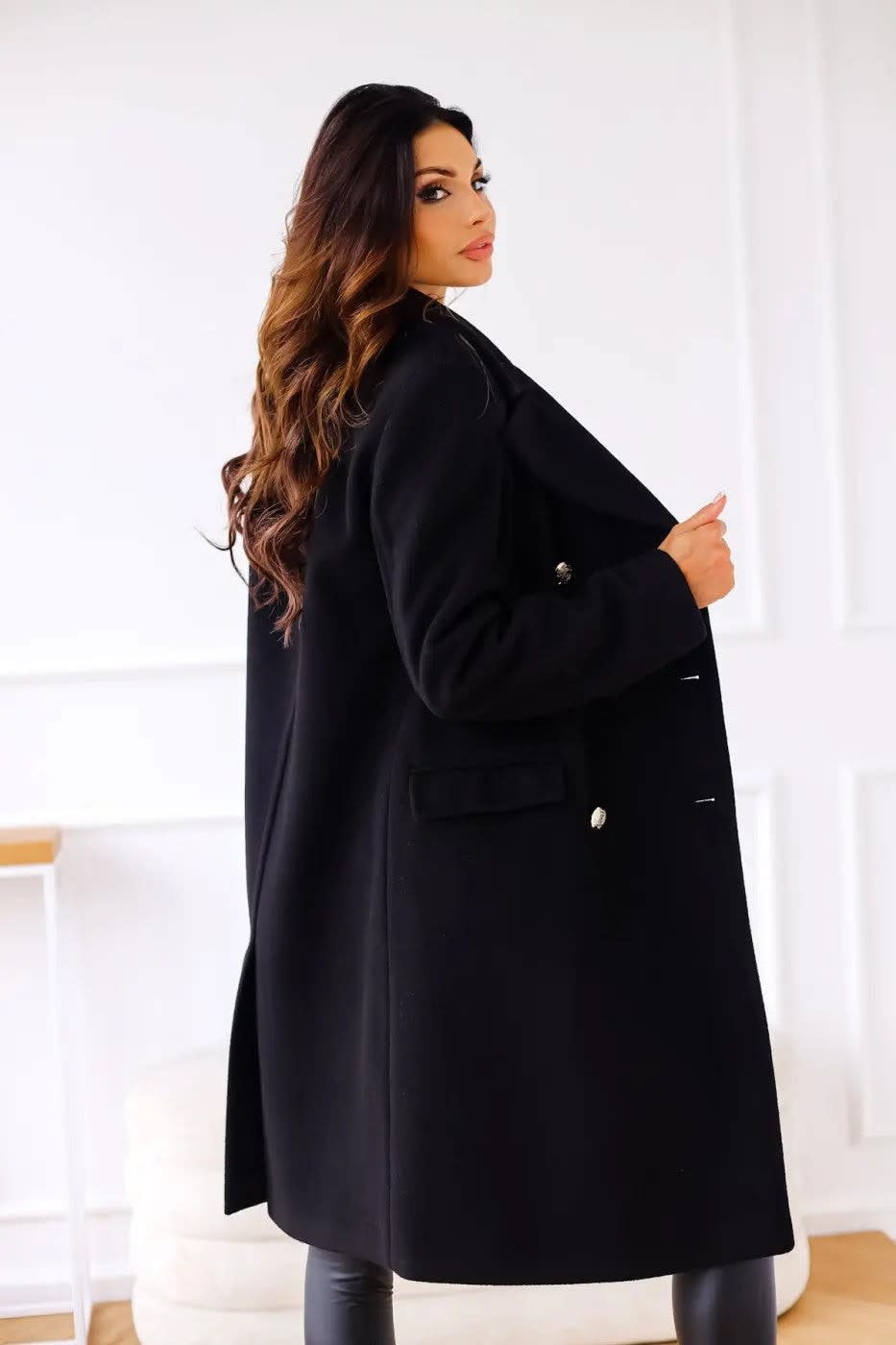 Women's Double-Breasted Wool Coat | Thea_4