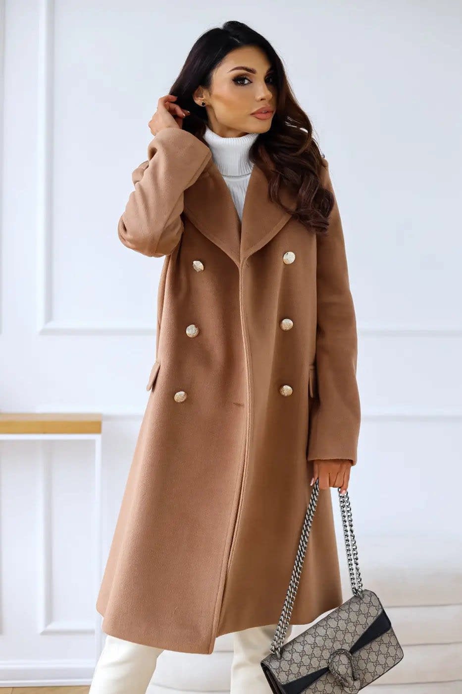 Women's Double-Breasted Wool Coat | Thea_5