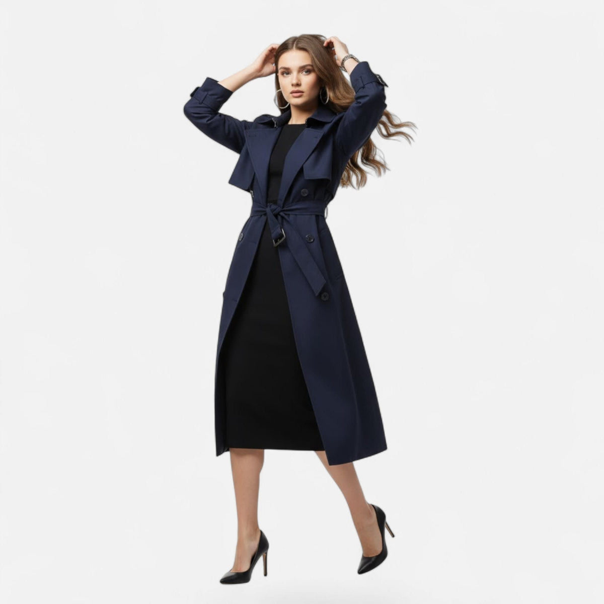 Women's Double-Breasted Belted Trench Coat | Alexia_12