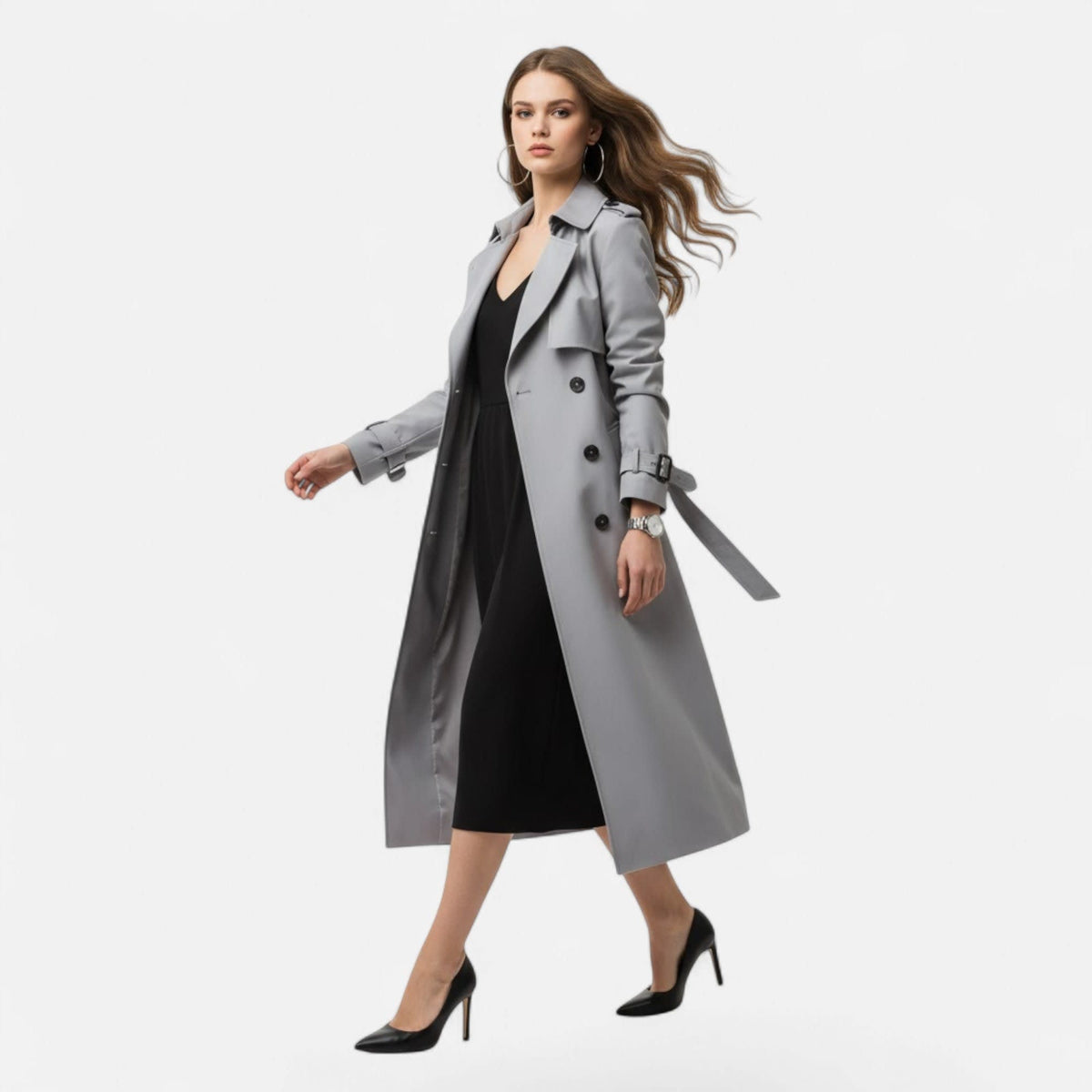 Women's Double-Breasted Belted Trench Coat | Alexia_14