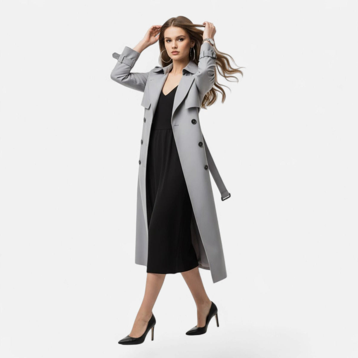 Women's Double-Breasted Belted Trench Coat | Alexia_15