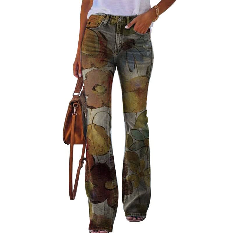 Women's Floral Print Flared Jeans | Clementine_7