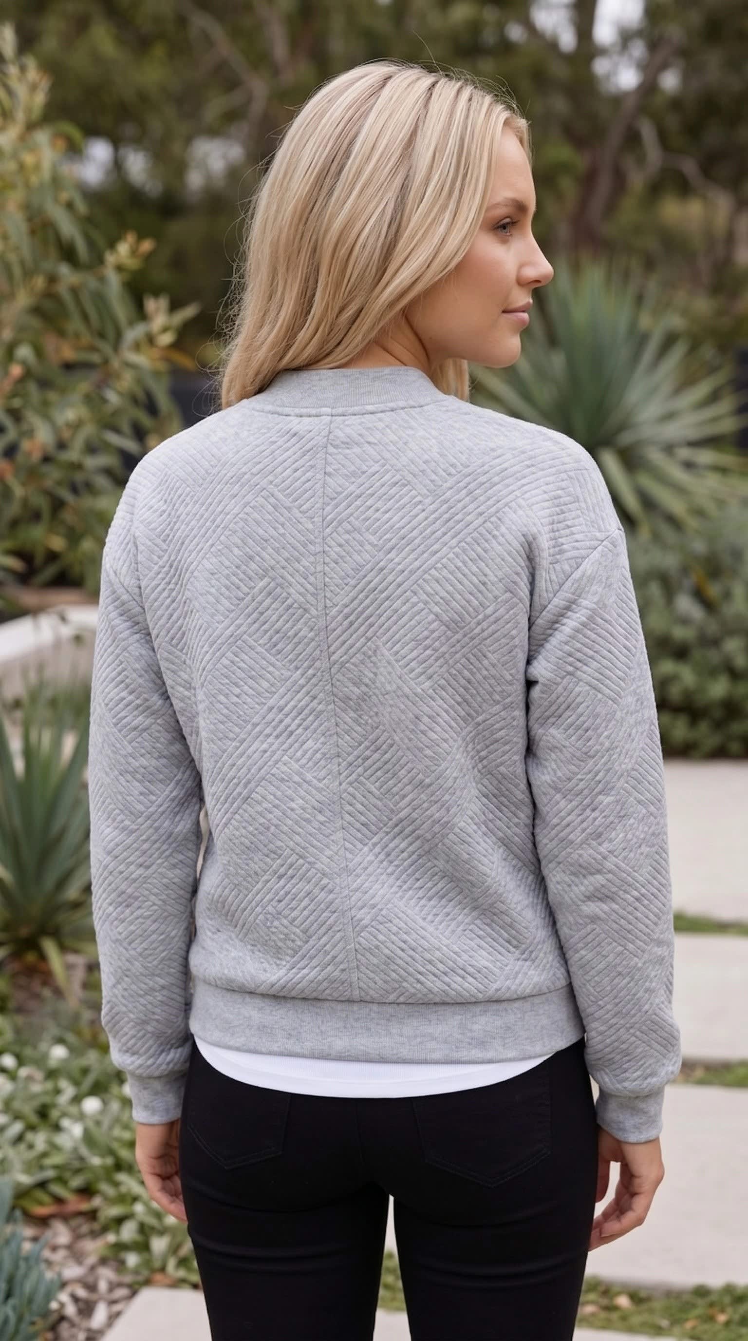 Women's Quilted Zip Bomber Jacket | Dilwen_10