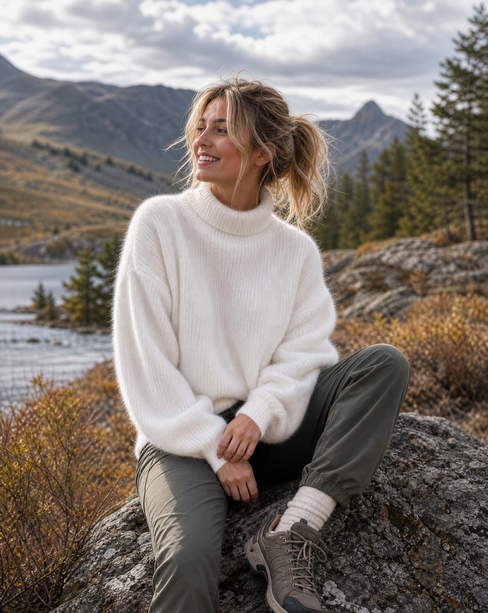 Women's Fluffy Knit Turtleneck Jumper | Tessa_2