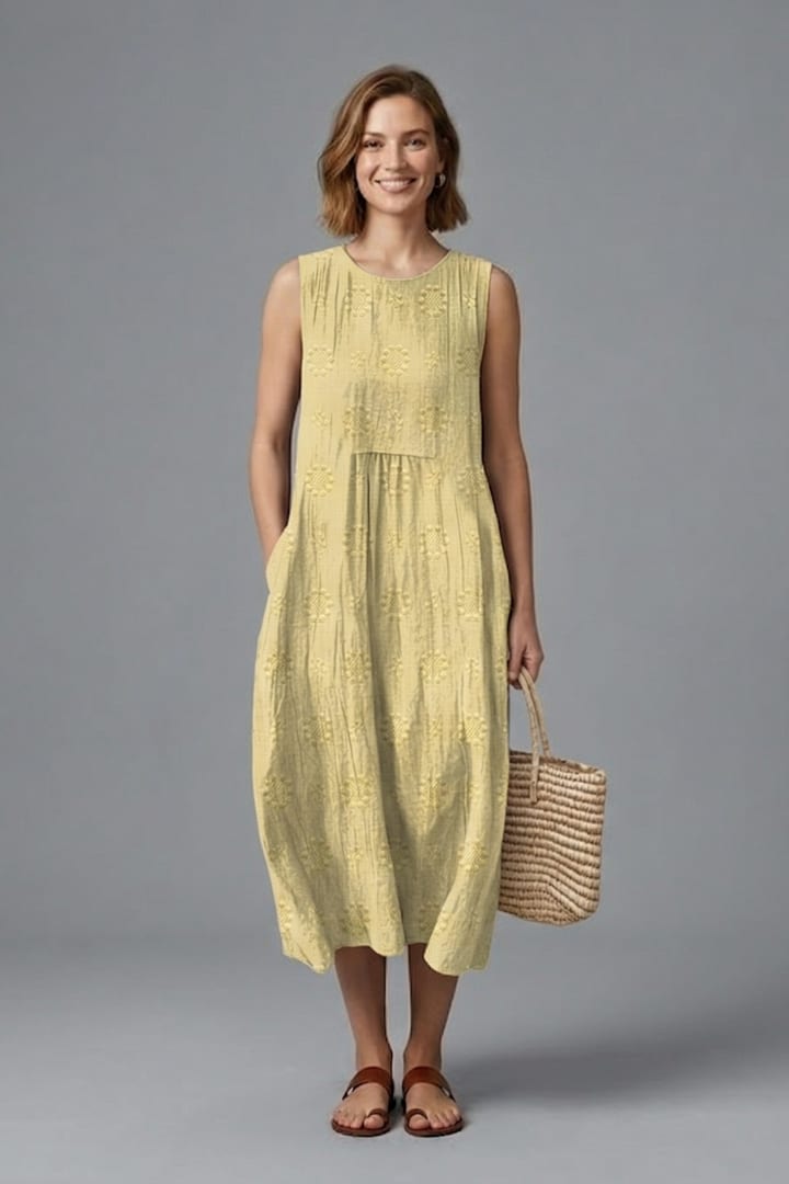Women's Embroidered Sleeveless Midi Dress | Nicole Nelson_11