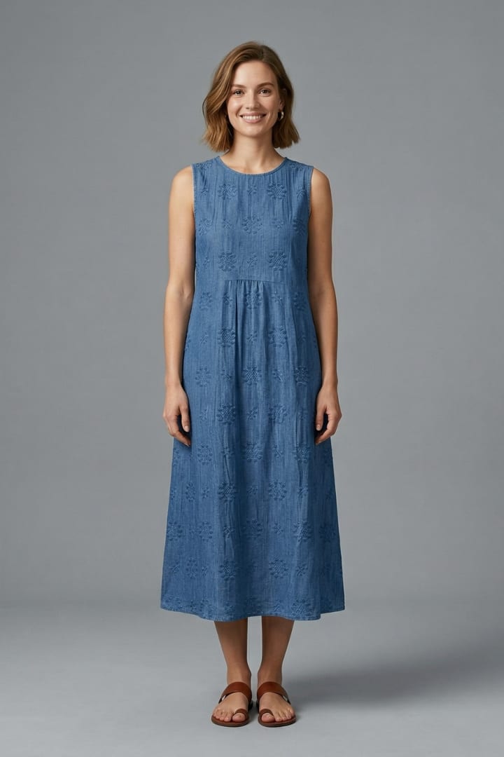Women's Embroidered Sleeveless Midi Dress | Nicole Nelson_2