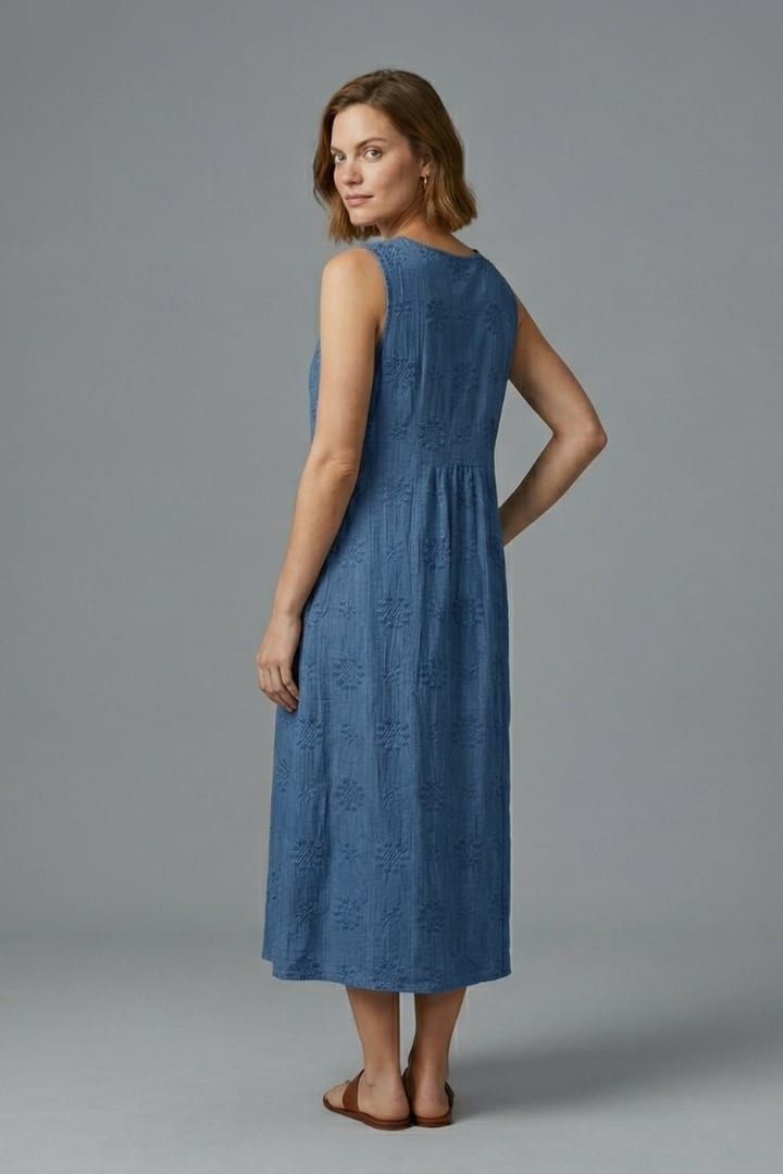 Women's Embroidered Sleeveless Midi Dress | Nicole Nelson_4