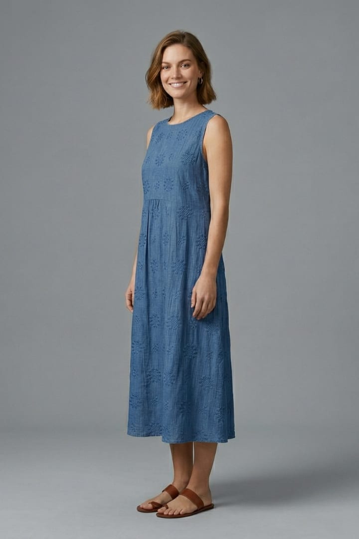 Women's Embroidered Sleeveless Midi Dress | Nicole Nelson_5