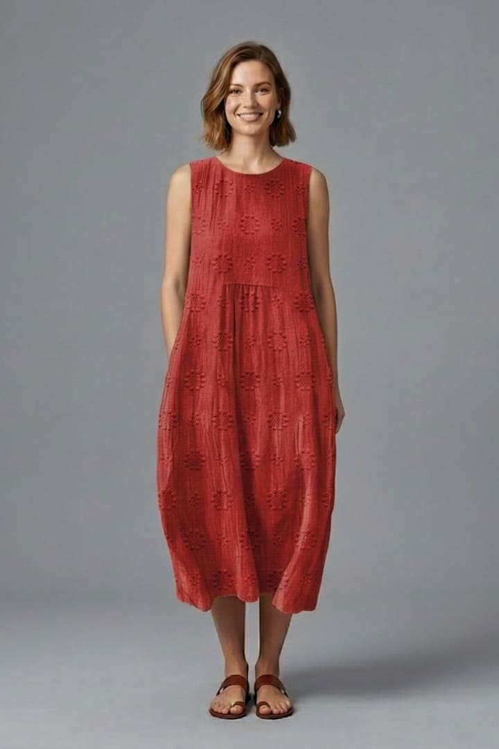 Women's Embroidered Sleeveless Midi Dress | Nicole Nelson_9